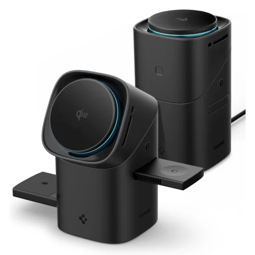 Spigen Essential EF223MS 3in1 Qi2 Rotary Magnetic Magsafe vezeték nélküli töltőállomás fekete - 2