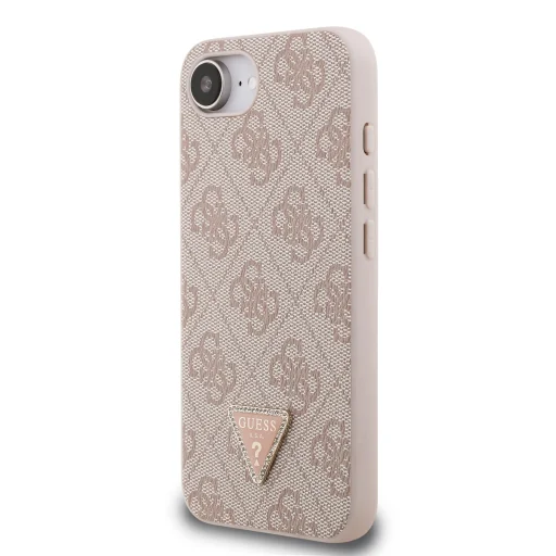  iPhone 16e/17e Pink Guess PU 4G Strass Háromszög Fém Logós Tok - 2