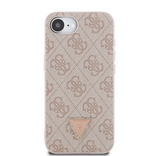  iPhone 16e/17e Pink Guess PU 4G Strass Háromszög Fém Logós Tok - 3