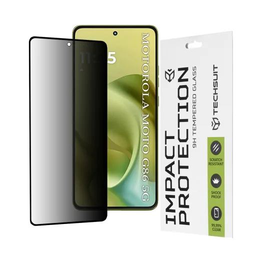 Techsuit - 111D Privacy Teljes Ragasztás - Motorola Moto G86 - Fekete üvegfólia - 1