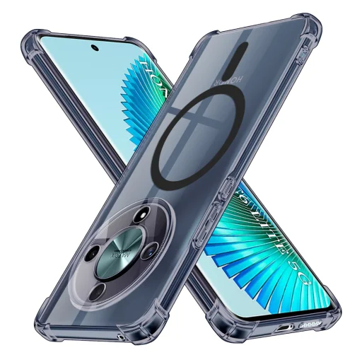 Techsuit - Ütésálló Átlátszó Szilikon MagSafe - Honor Magic6 Lite - Füstfekete tok - 1