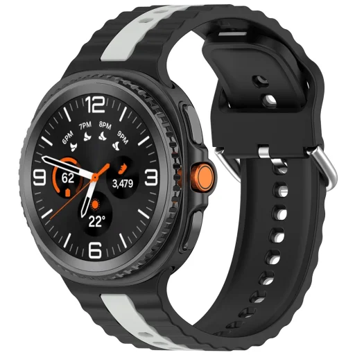 Techsuit - Remienok 22mm (W078) - Samsung Galaxy Watch8 40mm/Watch8 44mm/Watch8 Classic/Ultra 2 - Čierna / Sivá - 1