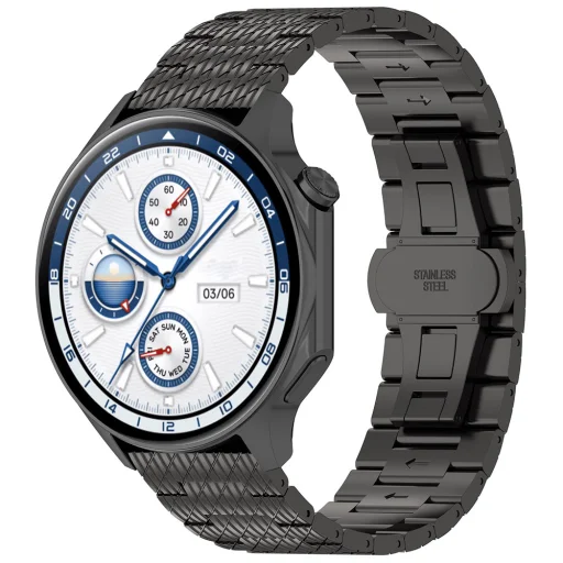 Techsuit - 20 mm-es óraszíj (W052) - Samsung Galaxy Watch 4/5/Active 2, Huawei Watch GT 3 (42 mm)/GT 3 Pro (43 mm) - Fekete - 2