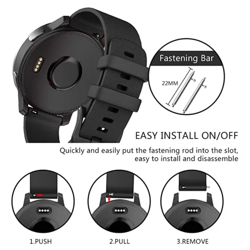 Techsuit - Óraszíj 22mm (W006) - Samsung Galaxy Watch (46mm)/Watch 3/Gear S3, Huawei Watch GT/GT 2/GT 3 (46mm) - Fekete - 7