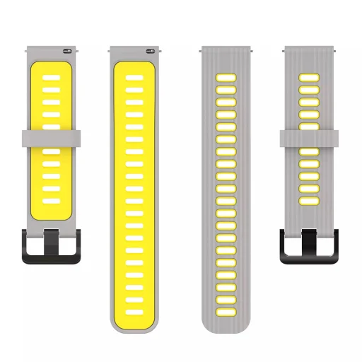 Techsuit - 20mm-es óraszíj (W002) - Samsung Galaxy Watch 4/5/Active 2, Huawei Watch GT 3 (42mm)/GT 3 Pro (43mm) - Szürke - 3