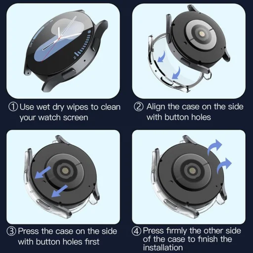 Techsuit - Defense360 Pro + Kijelzővédő - Samsung Galaxy Watch7 (44mm) - Átlátszó tok - 2