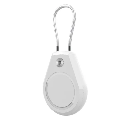 Vízálló Apple AirTag tok acélkábellel - Fehér - 1