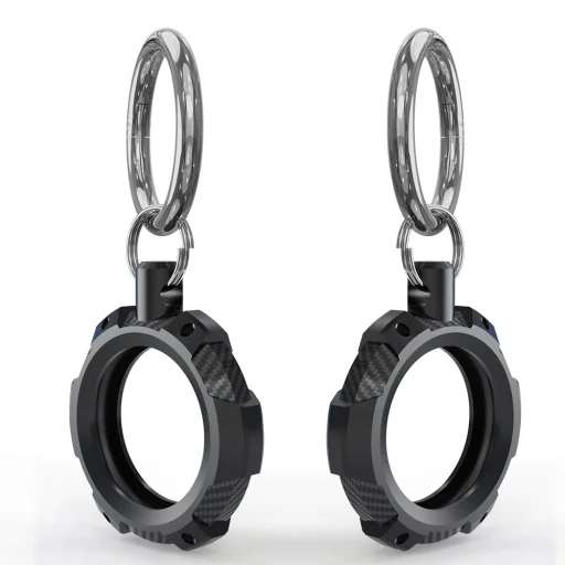 Techsuit - Masszív Páncél Pro Biztonságos Tartó (RSH1) - Apple AirTag Tok, fémgyűrűvel - Fekete tok - 2