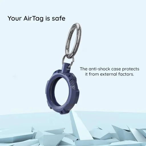 Techsuit - Masszív Páncél Pro Biztonságos Tartó (RSH1) - Apple AirTag Tok, fémgyűrűvel - Fekete tok - 4