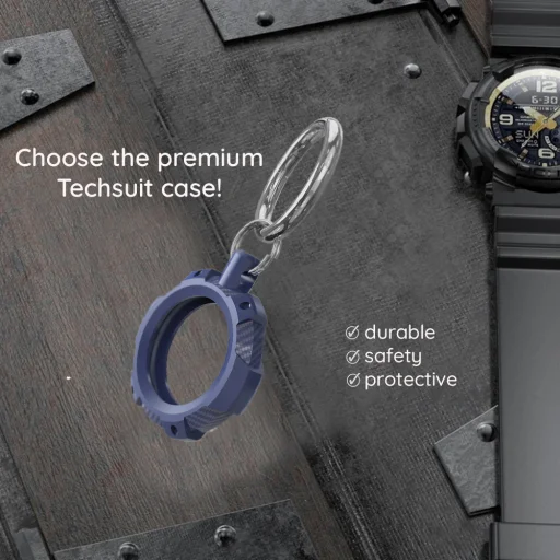 Techsuit - Masszív Páncél Pro Biztonságos Tartó (RSH1) - Apple AirTag Tok, fémgyűrűvel - Fekete tok - 6