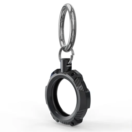 Techsuit - Masszív Páncél Pro Biztonságos Tartó (RSH1) - Apple AirTag Tok, fémgyűrűvel - Fekete tok - 1