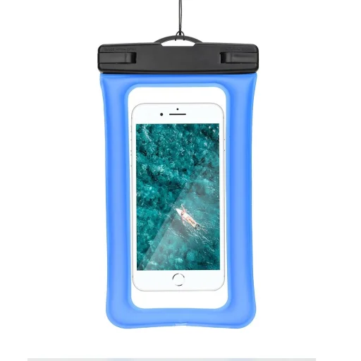 Vízálló telefontok műanyag záródással AIRBAG kék tok - 1