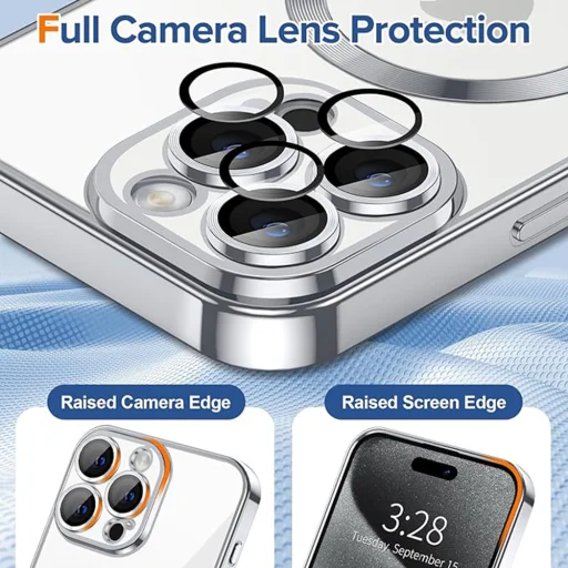 iPhone 15 Pro - Techsuit - Luxus Kristály MagSafe - Ezüst tok - 4