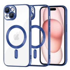 iPhone 15 - Techsuit - Luxus Kristály MagSafe - Mélykék tok