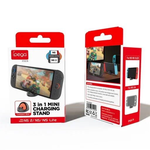 iPega SW2041 Mini Töltő Dokkoló Switch Lite/Nintendo Switch/Nintendo Switch 2 Fekete/Piros - 7