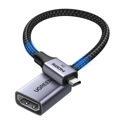 Ugreen HD182 Micro HDMI - HDMI kábel, 8K 60Hz, 48Gbps, 0,2m (fekete) - 1