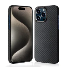 iPhone 15 Pro Max - Aramid Szálas MagSafe Tok - Fekete tok