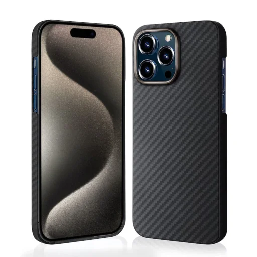 iPhone 15 Pro Max - Aramid Szálas MagSafe Tok - Fekete tok - 1