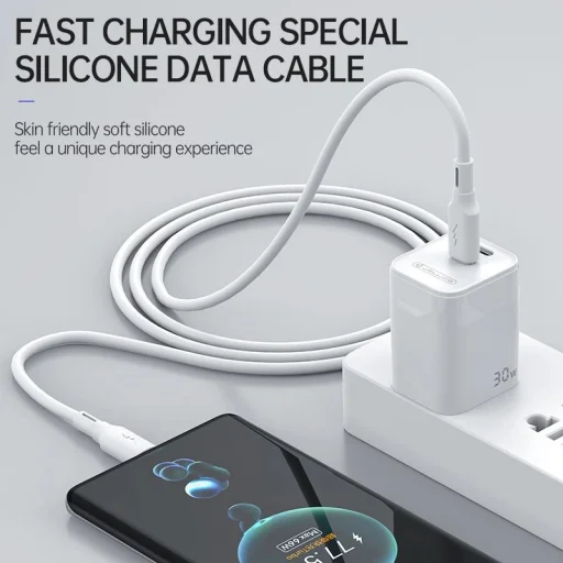 JELLICO kábel B24 USB-C - Lightning PD 30W 1M Fehér - 3