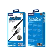 JELLICO kábel B16 Lightning 3.1A 1M Fekete