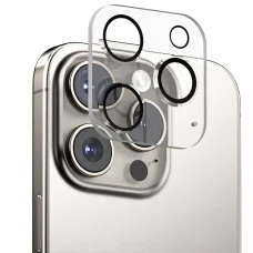 ANANK - Kamera védő - iPhone 16 Pro / iPhone 16 Pro Max - Átlátszó/Fekete üvegfólia