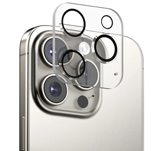 ANANK - Kamera védő - iPhone 16 Pro / iPhone 16 Pro Max - Átlátszó/Fekete üvegfólia - 1