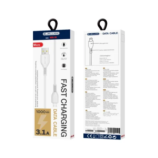 JELLICO kábel KDS-30 Micro USB 3.1A 1M Fehér - 2
