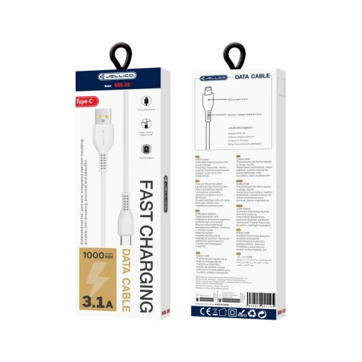 JELLICO kábel KDS-30 USB-C 3.1A 1M Fehér - 2