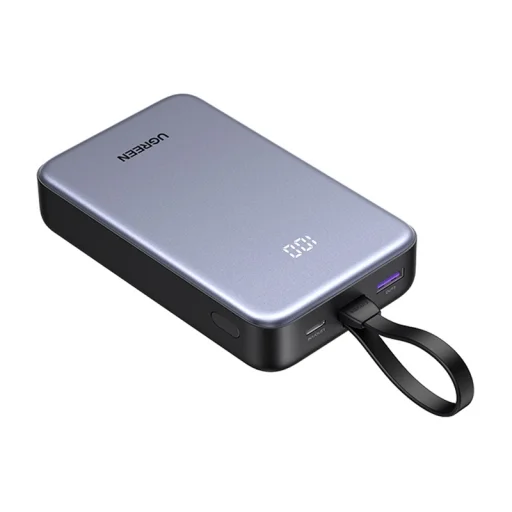 Powerbank 20000mAh Ugreen PB505, USB + USB-C, beépített kábel, 20W (szürke) - 2