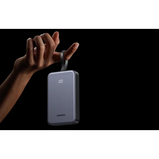 Powerbank 20000mAh Ugreen PB505, USB + USB-C, beépített kábel, 20W (szürke) - 4