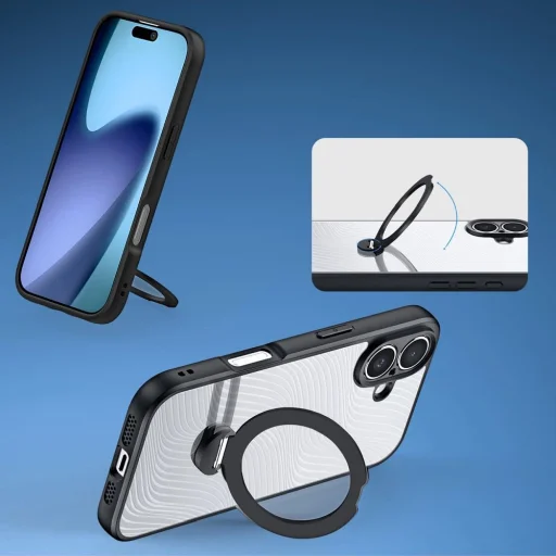  iPhone 17 Fekete Dux Ducis Aimo Mag telefontok mágneses gyűrűvel és állvánnyal - 6