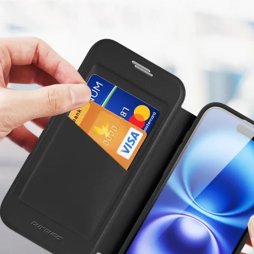  iPhone 17 Fekete Dux Ducis Skin X Pro tok pénztárcával, MagSafe kompatibilis - 9