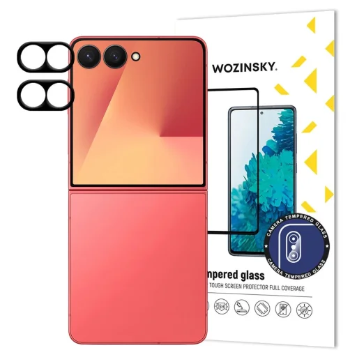 Fekete Wozinsky Teljes Kamera Üveg Samsung Galaxy Z Flip 7, Készlet 2 db, üvegfólia - 1
