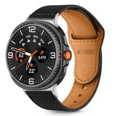 Tech-protect Leatherfit Samsung Galaxy Watch 8 / Classic (40 / 44 / 46 Mm) Fekete óraszíj