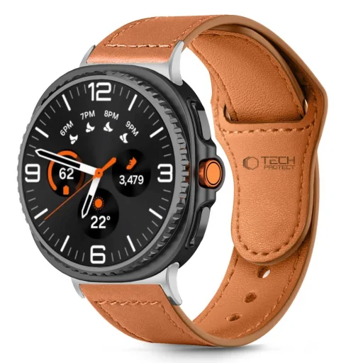 Tech-protect Leatherfit Samsung Galaxy Watch 8 / Classic (40 / 44 / 46 mm) barna óraszíj - 1