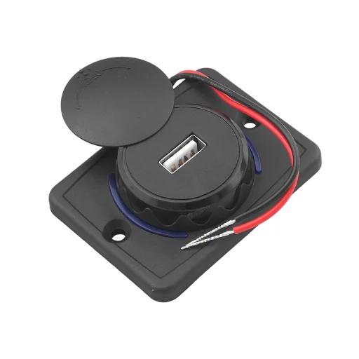 Süllyesztett alacsony profilú autós töltő fedéllel: USB-A 5V/2.4A, bemenet: 12V/24V - 1