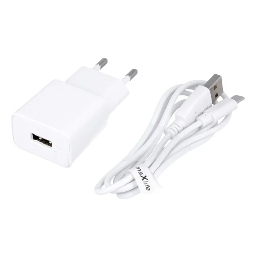 Maxlife MXTC-01 töltő 1x USB 2.1A fehér + USB-C kábel - 1