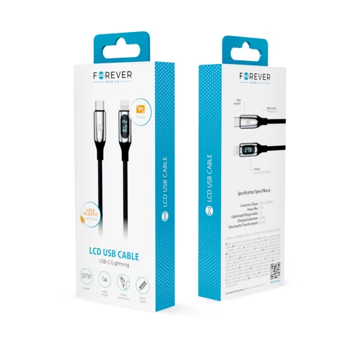 Forever LCD kábel USB-C - Lightning 1,0 m 27W fekete - 4