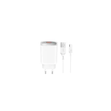 XO fali töltő CE19 QC 18W 1x USB fehér + USB-C kábel