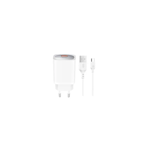 XO fali töltő CE19 QC 18W 1x USB fehér + USB-C kábel - 1