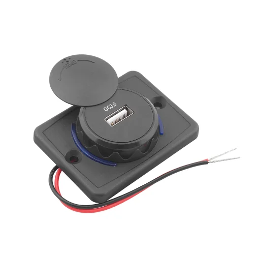 Süllyesztett alacsony profilú autós töltő fedéllel kifelé: USB-A QC3.0, be: 12V/24V - 1