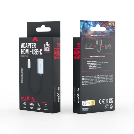 Maxlife adapter MXHC-01 HDMI - USB-C 4K 60HZ fekete - 10