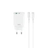 XO fali töltő CE30 PD 30W 1x USB-C 1x USB fehér + kábel USB-C - USB-C