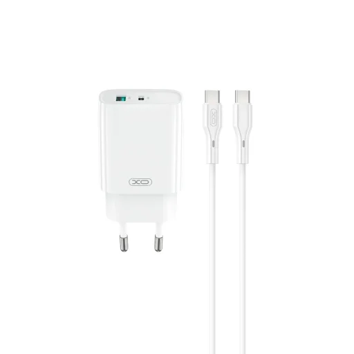 XO fali töltő CE30 PD 30W 1x USB-C 1x USB fehér + kábel USB-C - USB-C - 1
