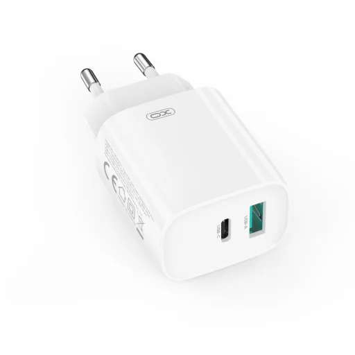 XO fali töltő CE29 PD 20W 1x USB-C 1x USB fehér + kábel USB-C - Lightning - 3