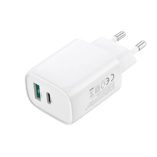 XO fali töltő CE29 PD 20W 1x USB-C 1x USB fehér + kábel USB-C - Lightning - 5