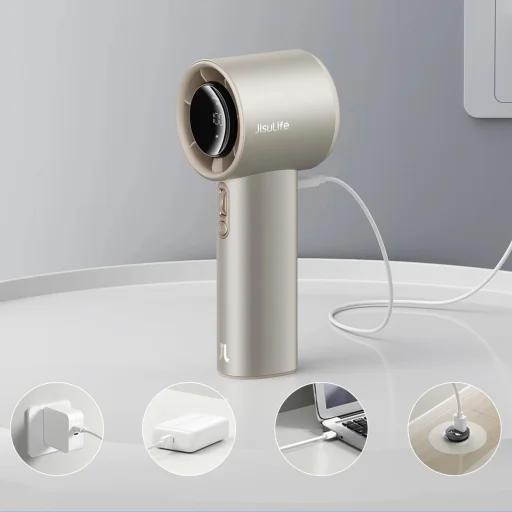 Jisulife Kézi Ventilátor Pro1 S FA53PRO Hordozható USB Ventilátor - Világos Barna - 9