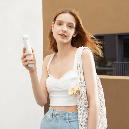 Jisulife Kézi Ventilátor Life8 Hordozható USB Ventilátor Power Bankkal és Zseblámpával - Fehér - 4