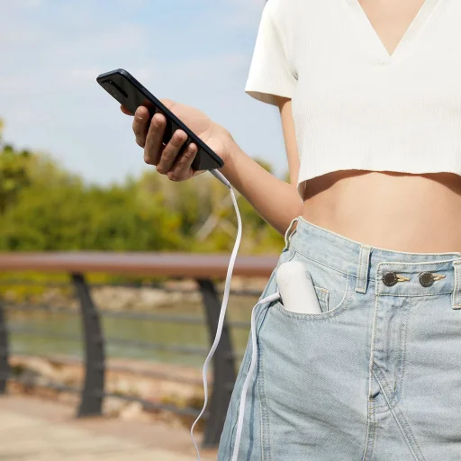 Jisulife Kézi Ventilátor Life8 Hordozható USB Ventilátor Power Bankkal és Zseblámpával - Fehér - 5