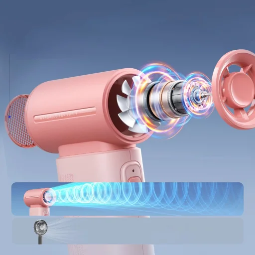 Jisulife Kézi Ventilátor Life9 5000mAh Hordozható USB Ventilátor - Rózsaszín - 3